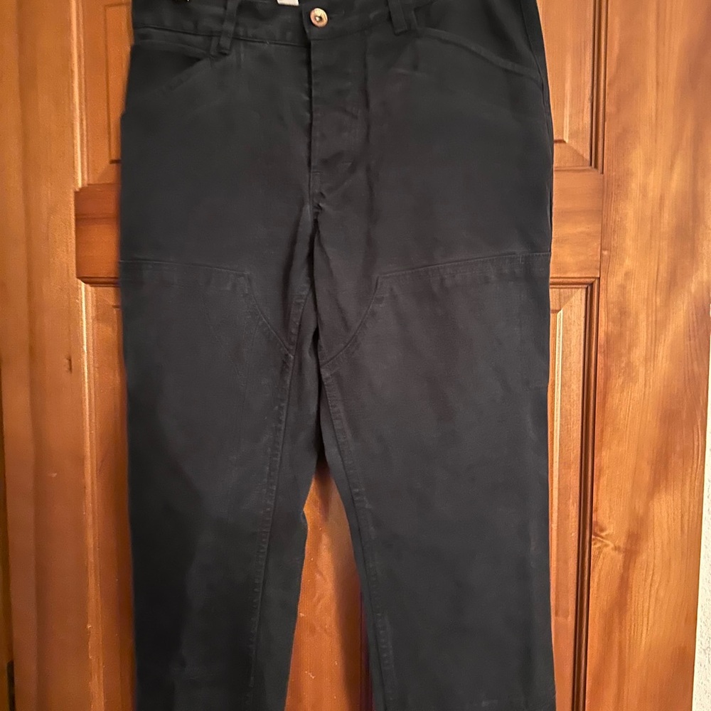 Black Double Knee Canvas Work Pants